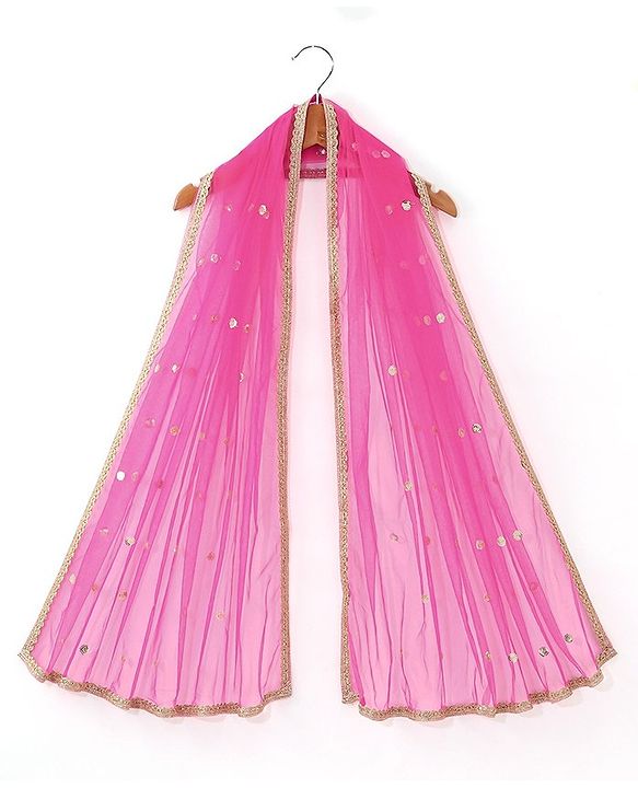 Babyhug Sleeveless Front Overlap Embroidered Choli With Lehenga And Dupatta Set-Fuschia