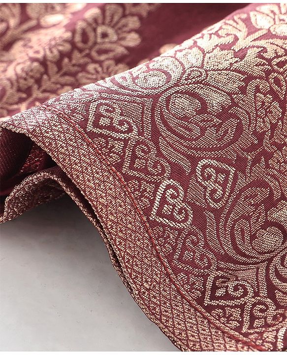 Babyhug Full Sleeves Brocade Embroidered Kurta Pyjama Set - Maroon