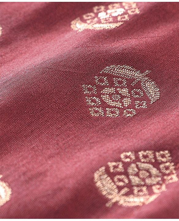 Babyhug Full Sleeves Brocade Embroidered Kurta Pyjama Set - Maroon