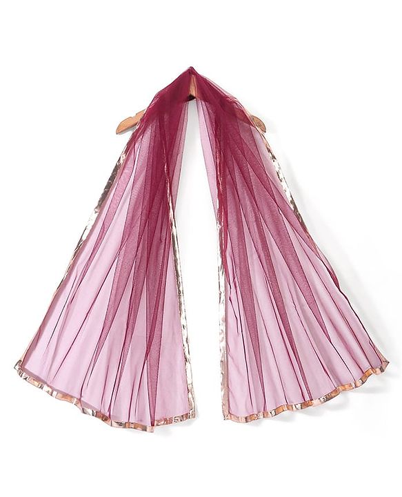 Babyhug Sleeveless Velvet Embroidered Lehenga Choli and Dupatta Set - Maroon