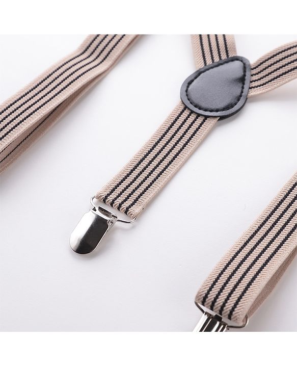 Babyhug Bow & Suspender Set Striped - Beige