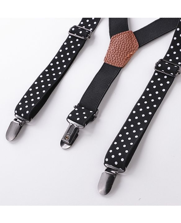 Babyhug Bow & Suspender Set Polka Dot Print - Black