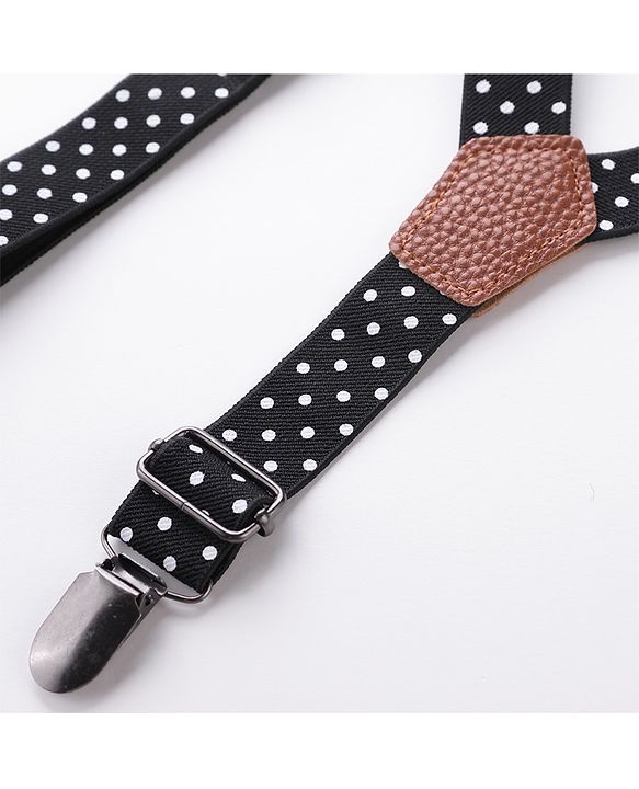 Babyhug Bow & Suspender Set Polka Dot Print - Black