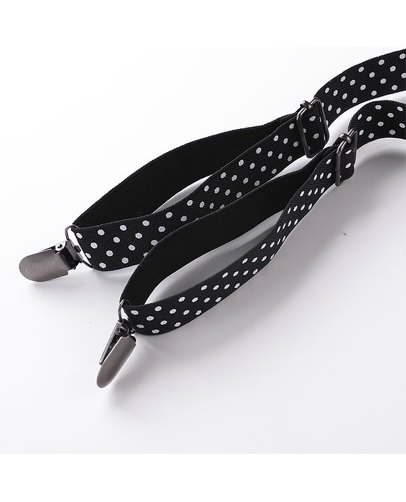 Babyhug Bow & Suspender Set Polka Dot Print - Black