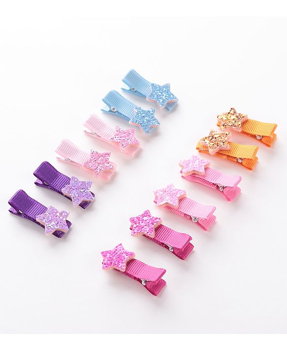 Babyhug Hair Pins And Clips  Free Size Pack of 12 - Multicolor