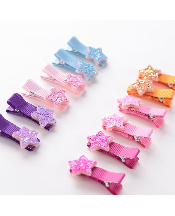 Babyhug Hair Pins And Clips  Free Size Pack of 12 - Multicolor