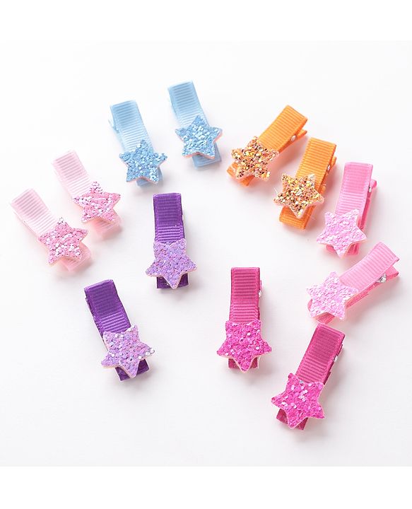 Babyhug Hair Pins And Clips  Free Size Pack of 12 - Multicolor