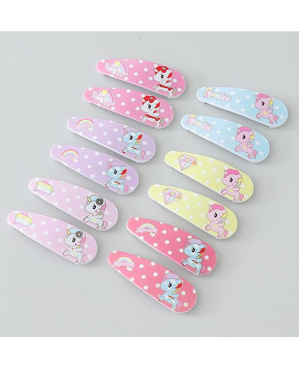 Babyhug Snap Clips Unicorn Theme Pack of 6- Multicolor