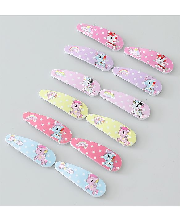 Babyhug Snap Clips Unicorn Theme Pack of 6- Multicolor