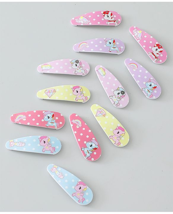 Babyhug Snap Clips Unicorn Theme Pack of 6- Multicolor