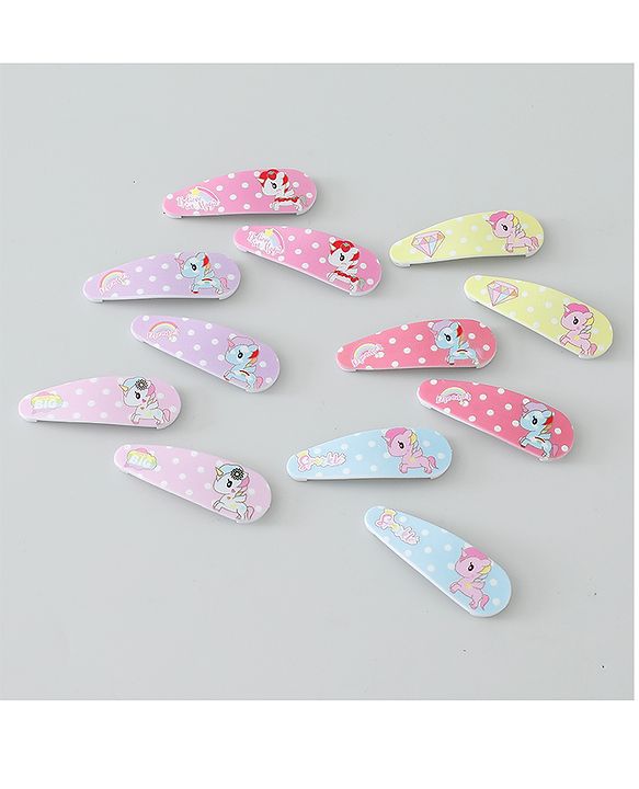 Babyhug Snap Clips Unicorn Theme Pack of 6- Multicolor