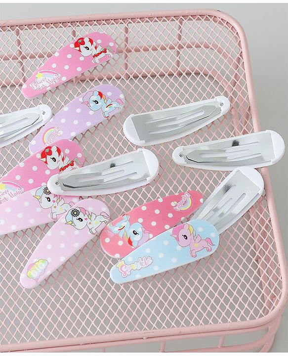 Babyhug Snap Clips Unicorn Theme Pack of 6- Multicolor