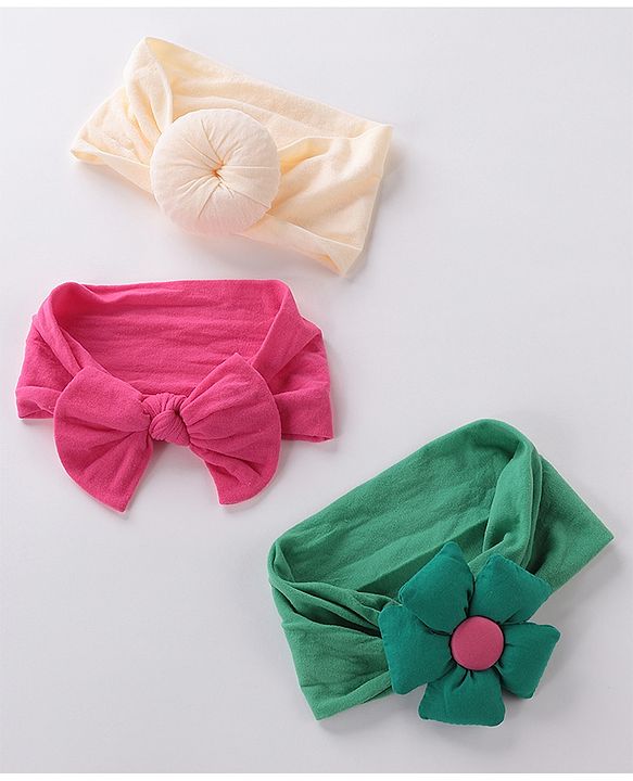 Babyhug Free Size Headbands with Bow Pack of 3 - Multicolor