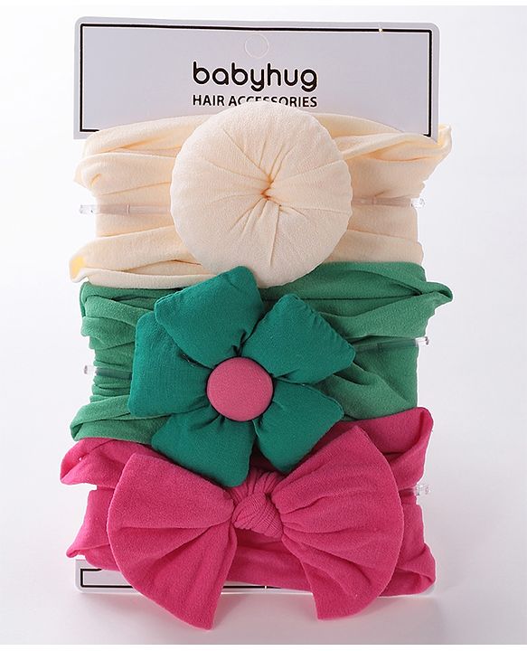 Babyhug Free Size Headbands with Bow Pack of 3 - Multicolor