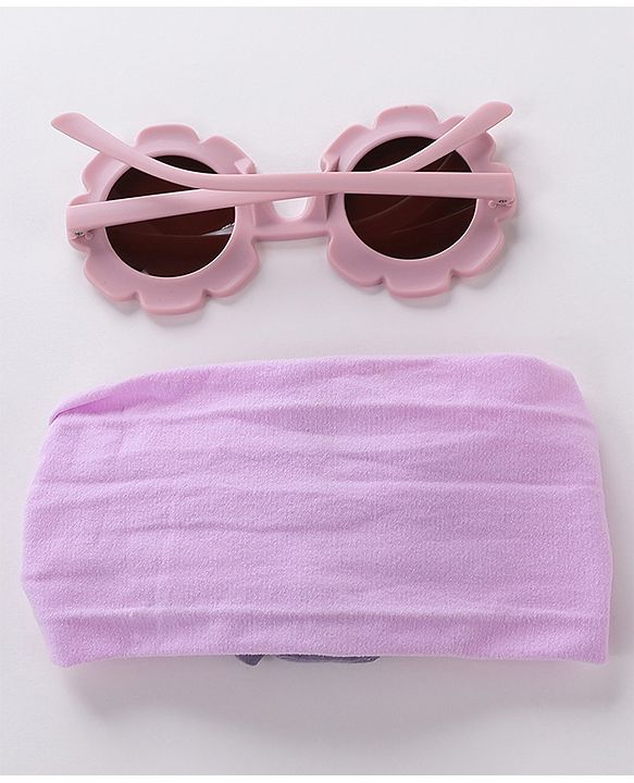 Babyhug Free Size Headband With Flower Applique & Sunglasses - Purple