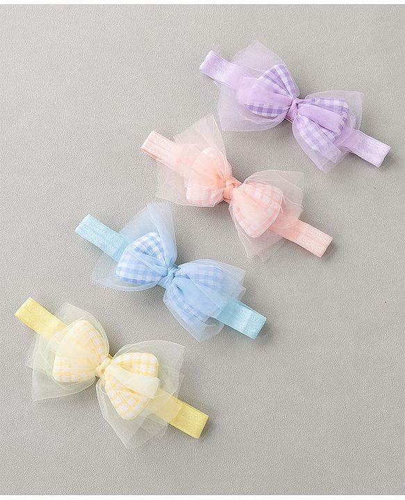 Babyhug Free Size Headbands With Bow Pack of 4 - Multicolor