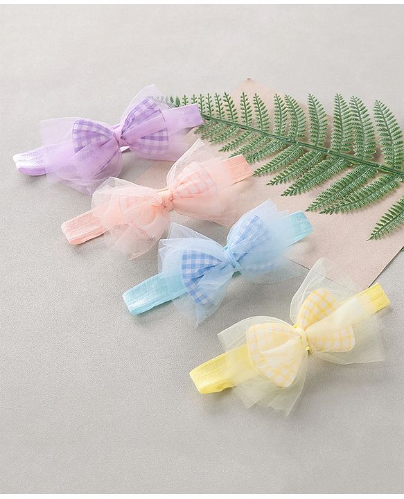 Babyhug Free Size Headbands With Bow Pack of 4 - Multicolor