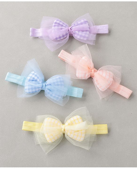 Babyhug Free Size Headbands With Bow Pack of 4 - Multicolor