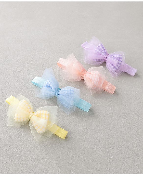 Babyhug Free Size Headbands With Bow Pack of 4 - Multicolor