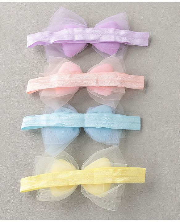 Babyhug Free Size Headbands With Bow Pack of 4 - Multicolor