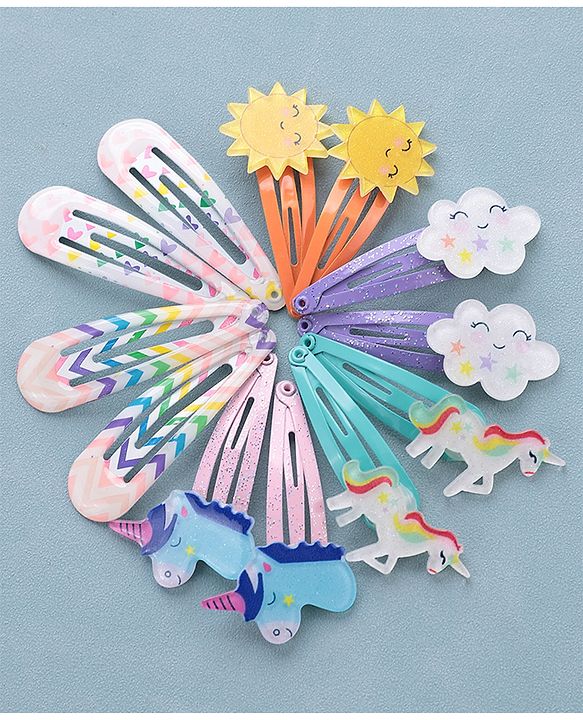 Babyhug Snap Clips  Free Size Pack of 12 - Multicolor