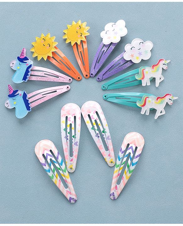 Babyhug Snap Clips  Free Size Pack of 12 - Multicolor