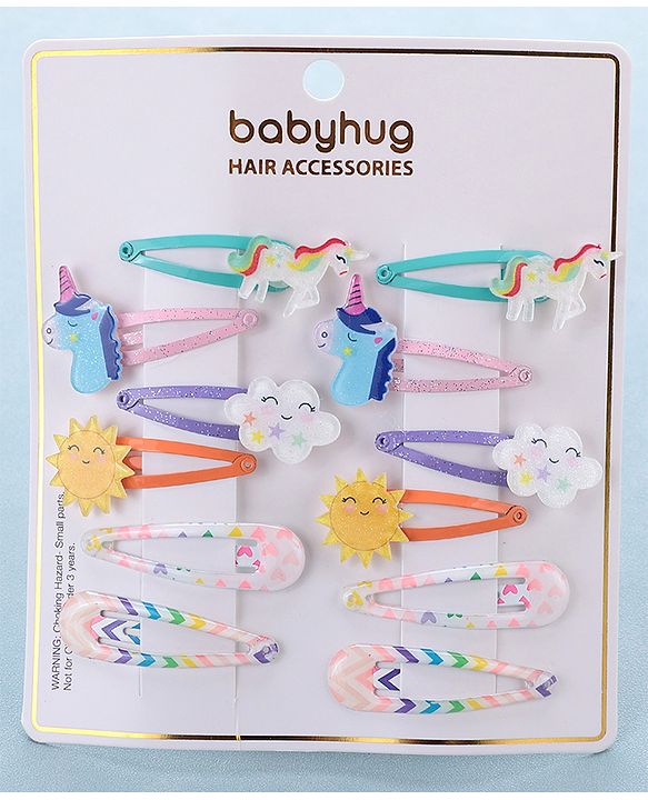 Babyhug Snap Clips  Free Size Pack of 12 - Multicolor