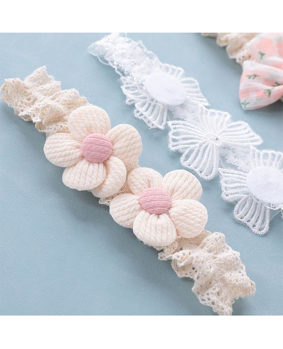 Babyhug Free Size Headbands with Floral & Bow Applique Pack of 3  -Multicolor