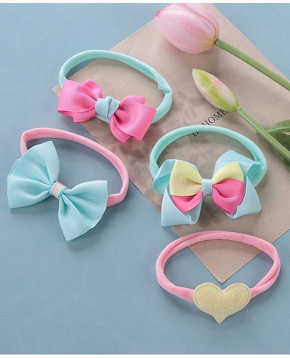 Babyhug Headbands with Bow Free Size Pack of 4 - Multicolor