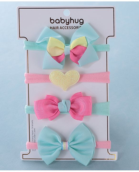 Babyhug Headbands with Bow Free Size Pack of 4 - Multicolor