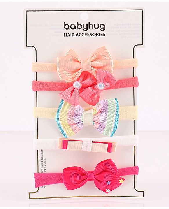 Babyhug Headbands  Free Size Pack of 5 - Multicolor