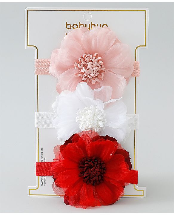 Babyhug Free Size Headbands with Flower Applique Pack of 3 - Multicolor