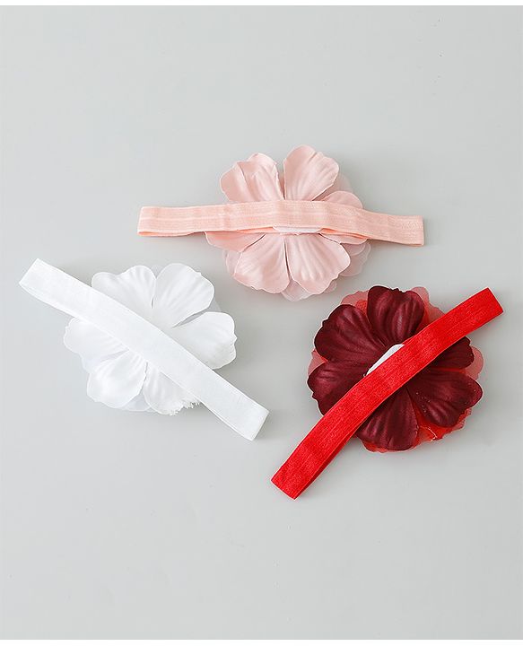 Babyhug Free Size Headbands with Flower Applique Pack of 3 - Multicolor