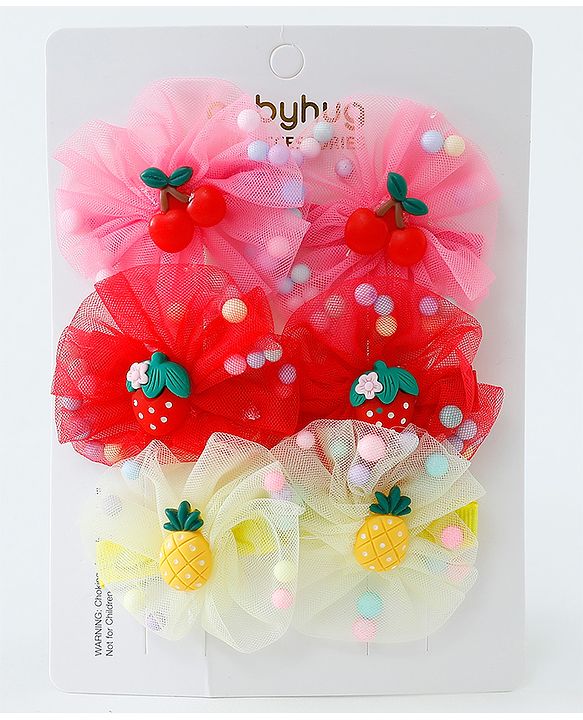 Babyhug Hair Pins And Clips Pack of 6- Multicolored