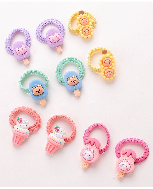 Babyhug Rubber Bands  with Appliques Pack of 10 - Multicolour