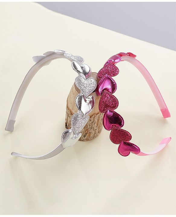 Babyhug Free Size Hair Bands Pack of 2 - Pink & Silver