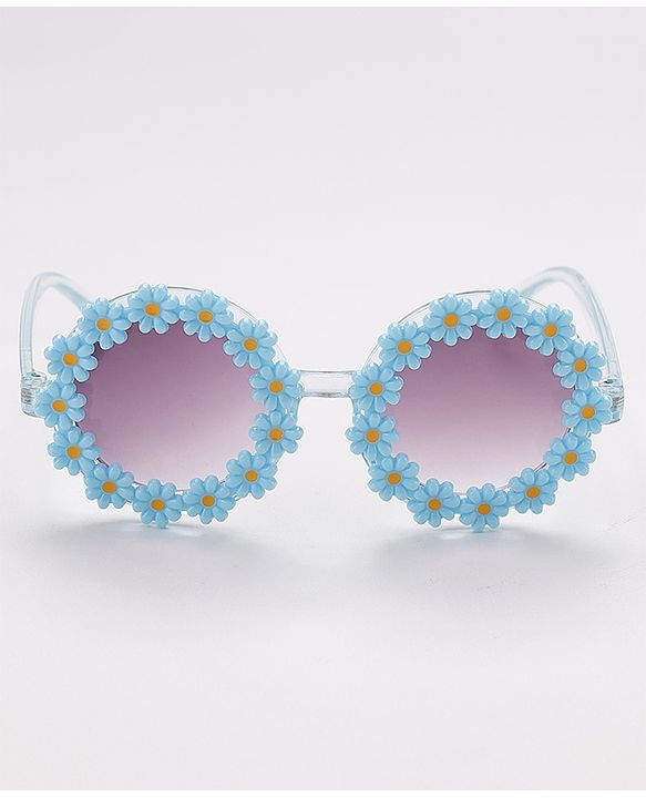Babyhug Sunglasses  with Flower Design Free Size- Blue