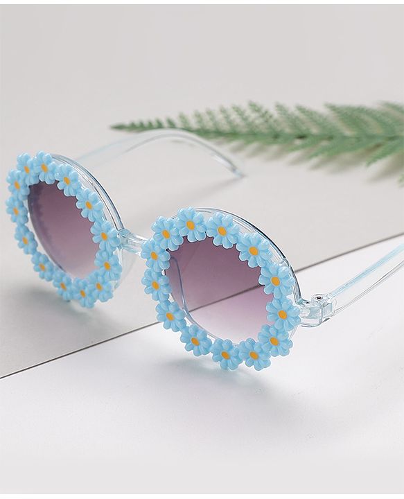 Babyhug Sunglasses  with Flower Design Free Size- Blue