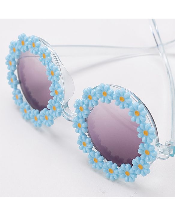 Babyhug Sunglasses  with Flower Design Free Size- Blue