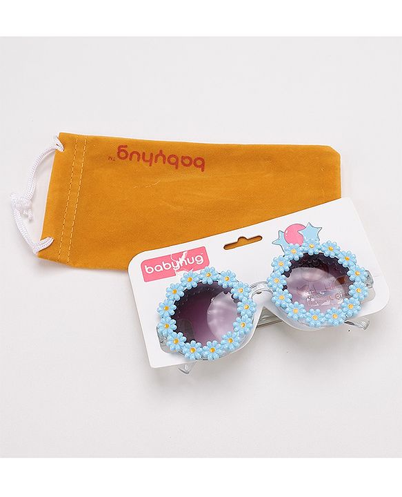 Babyhug Sunglasses  with Flower Design Free Size- Blue