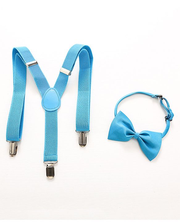 Pine Kids Free Size Bow and Suspender Set - Blue