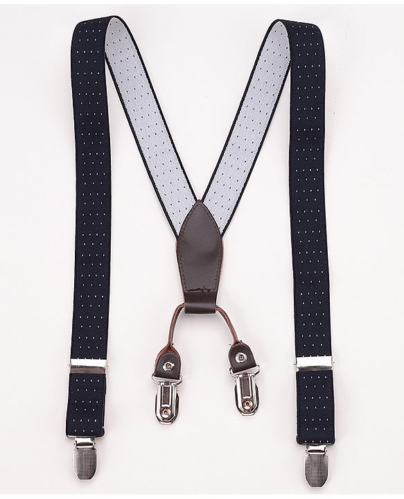 Pine Kids Free Size Solid Colour Suspender - Navy Blue