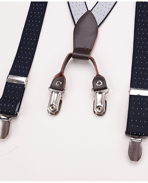 Pine Kids Free Size Solid Colour Suspender - Navy Blue