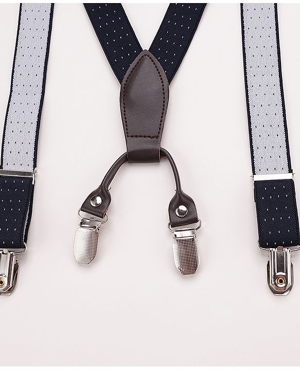 Pine Kids Free Size Solid Colour Suspender - Navy Blue