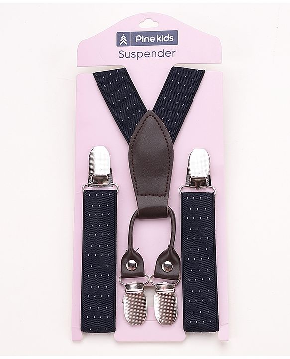 Pine Kids Free Size Solid Colour Suspender - Navy Blue