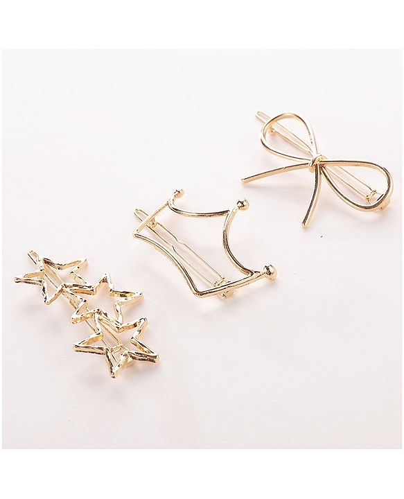 Pine Kids Free Size Hair Pins Pack of 3 - Golden