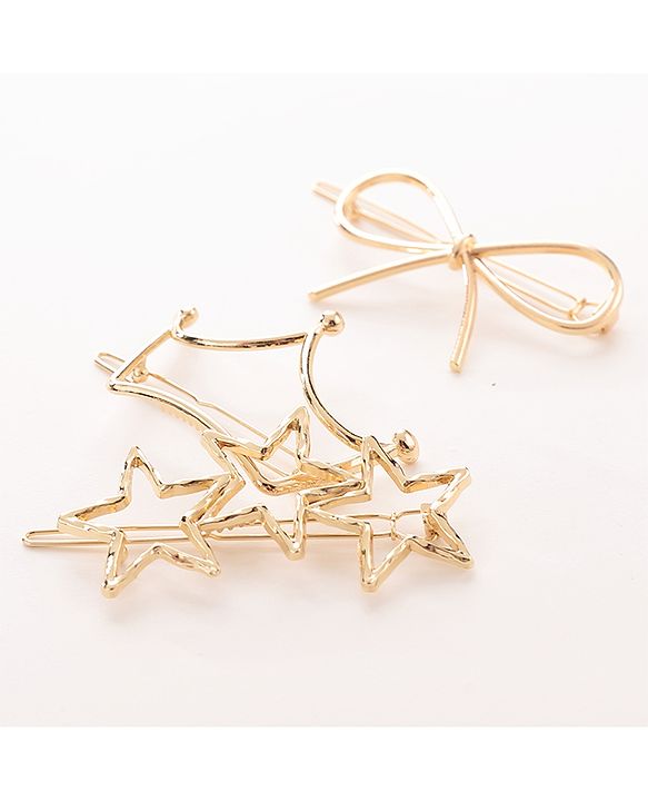 Pine Kids Free Size Hair Pins Pack of 3 - Golden