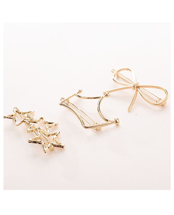 Pine Kids Free Size Hair Pins Pack of 3 - Golden