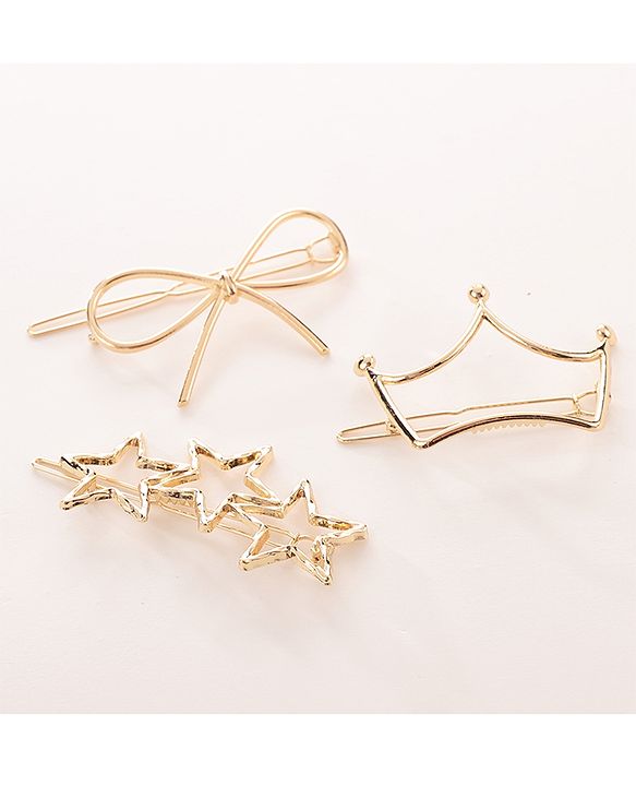 Pine Kids Free Size Hair Pins Pack of 3 - Golden