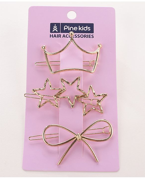 Pine Kids Free Size Hair Pins Pack of 3 - Golden